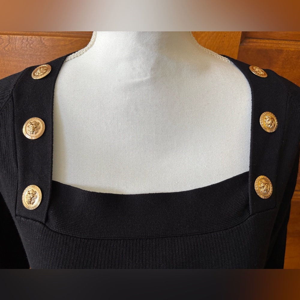 BOLD elements Black Square-Neck Top with Gold But… - image 3